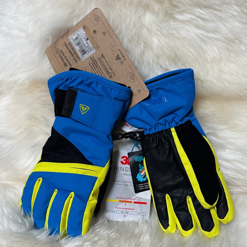 NEW Firefly 3M Thinsulate Blue Yellow Junior big boy girl winter ski Gloves